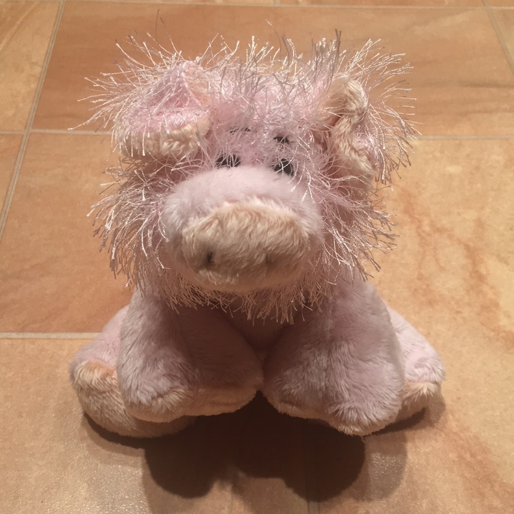 Webkinz Ganz Light Pink Pig Long Hair HM002 Plush Stuffed Animal Toy